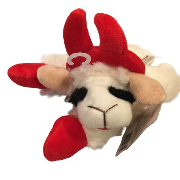 Lamb Chop 6" Plush Halloween Devil Horns Red Paws Squeak Dog Toy - Picture 1 of 6